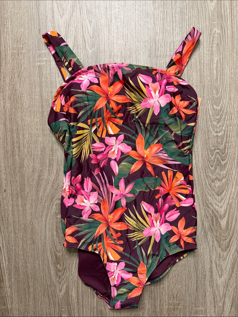 Shade & Shore Floral One-Piece Swimsuit in Burgundy, Pink & Orange